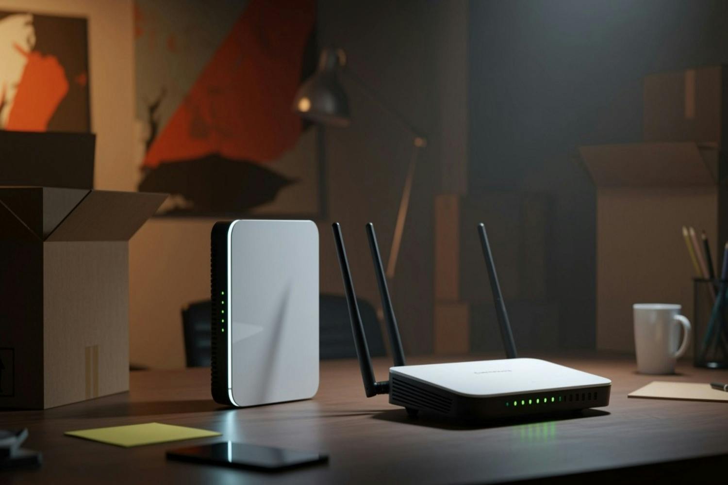 Asus router Reititin pöydällä